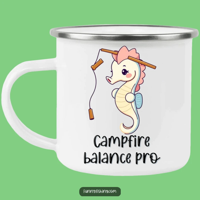 Funny Seahorse Fishing Rod Head Balance Camping Mug - Outdoor Hilarious Gift
