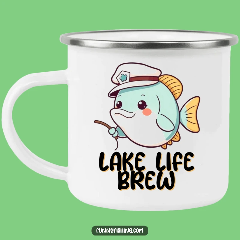 Funny Fish Sailor Hat Outdoor Mug - Cheerful Angler Camp Coffee