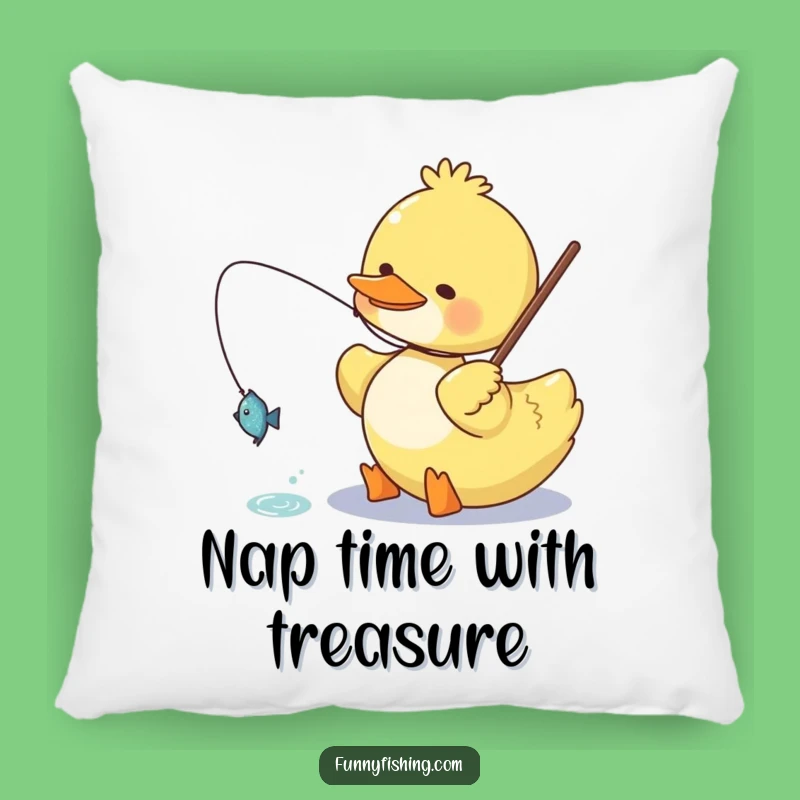 Funny Duck Pillow: Cozy Angler with a Glittering Fish!