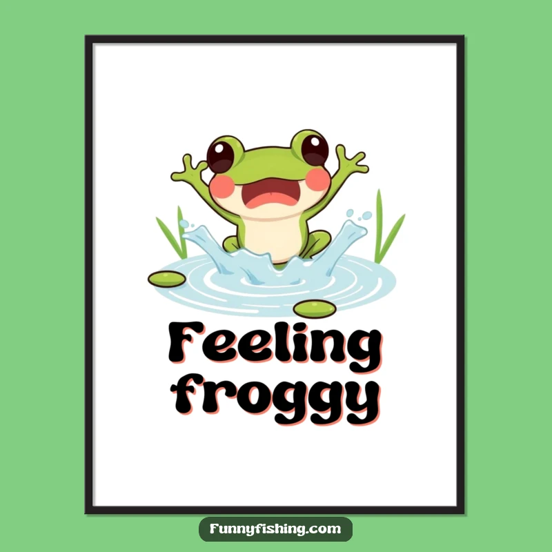 Funny Frog Jumping Digital Art: Joyful Splash Print for Walls