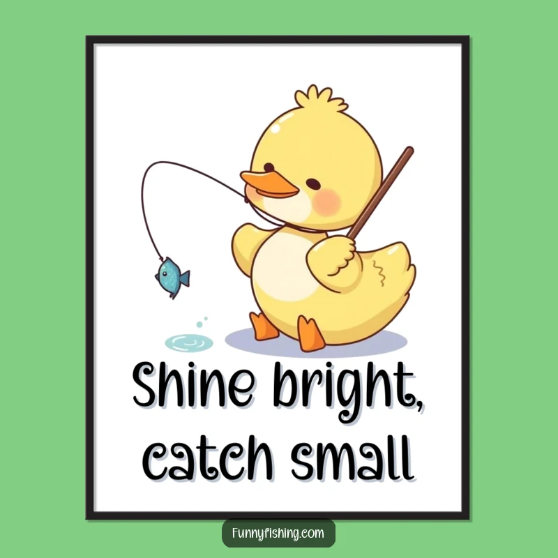 Funny Duck Digital Art: Happy Angler Catch for Walls!