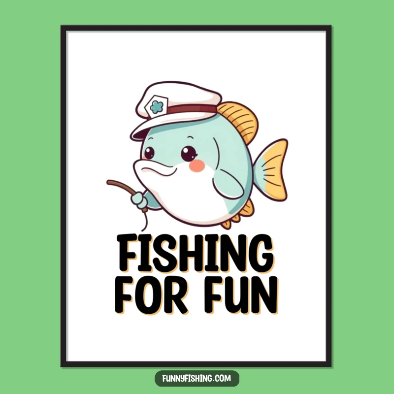 Funny Fish Sailor Hat Digital Art - Instant Cheerful Decor