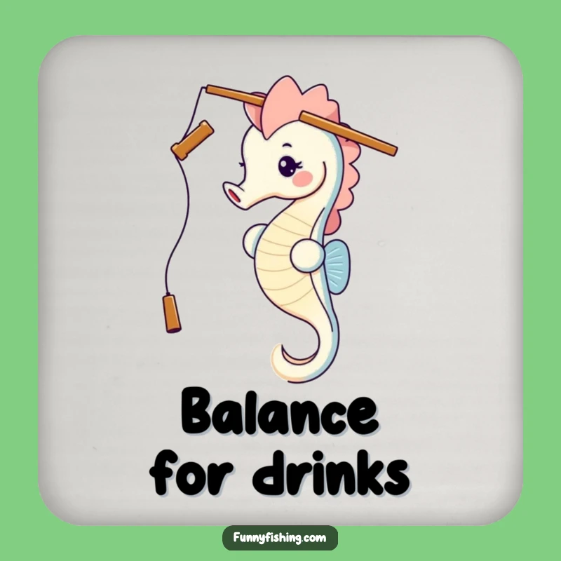 Funny Seahorse Fishing Rod Head Balance Coaster - Hilarious Drink Protection