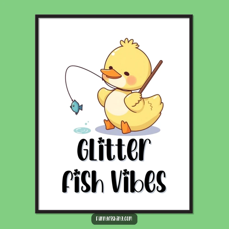 Funny Duck Poster: Happy Angler Art Print - Perfect Gift!