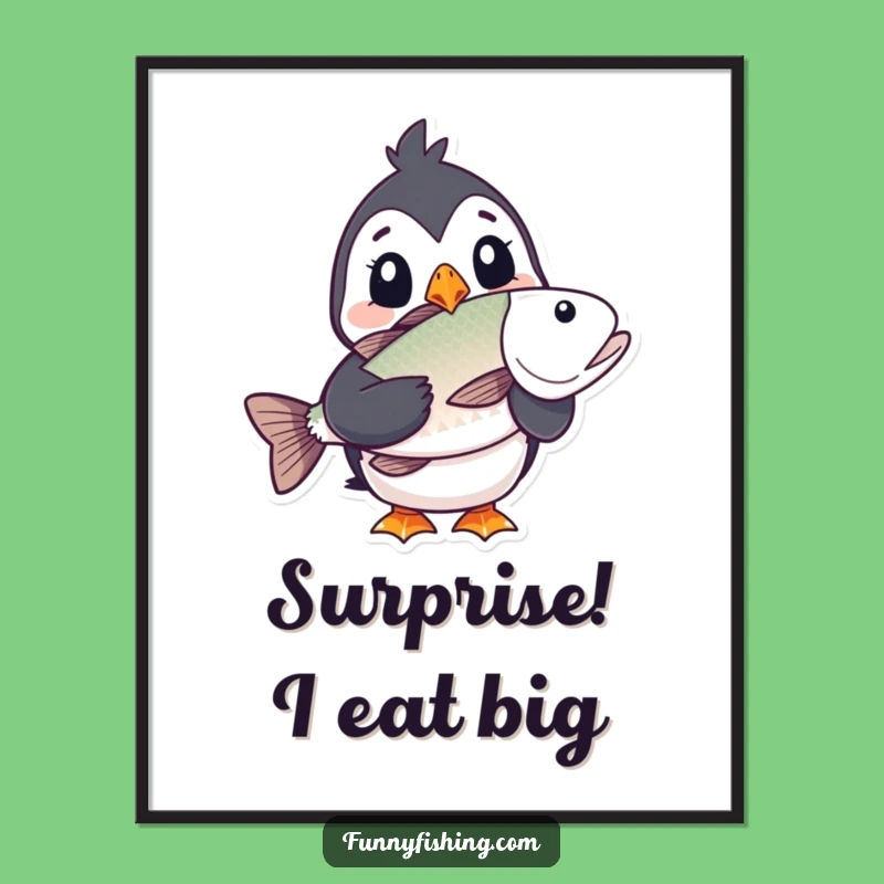 Funny Puffin Poster: Shocked Fisherman Puffin Art Print!