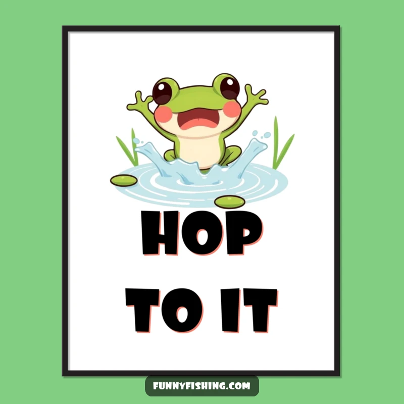 Funny Frog Jumping Poster: Joyful Splash Art Print, Whimsical Decor Gift