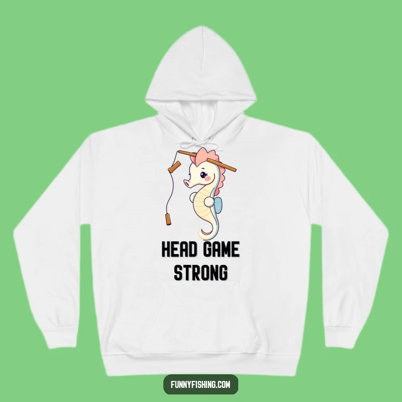 Funny Seahorse Fishing Rod Head Balance Hoodie - Cozy & Hilarious Gift