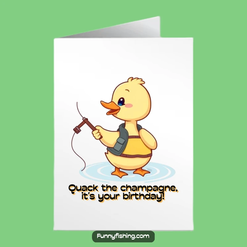 Free Printable Birthday Card: Funny Duck Fishing Fun for a Hilarious Downloadable Gift