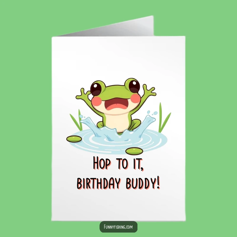 Free Printable Birthday Frog Card: Pond Splash Joyful Funny Downloadable Gift