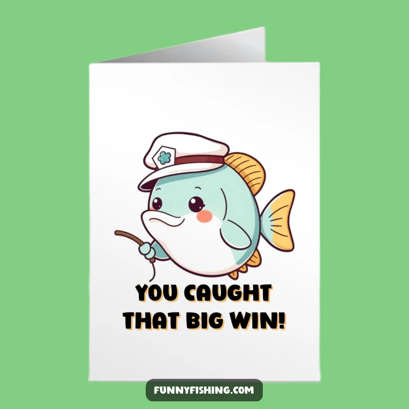 Free Printable Fish Congrats Card: Sailor Fish Line Funny Downloadable Greeting