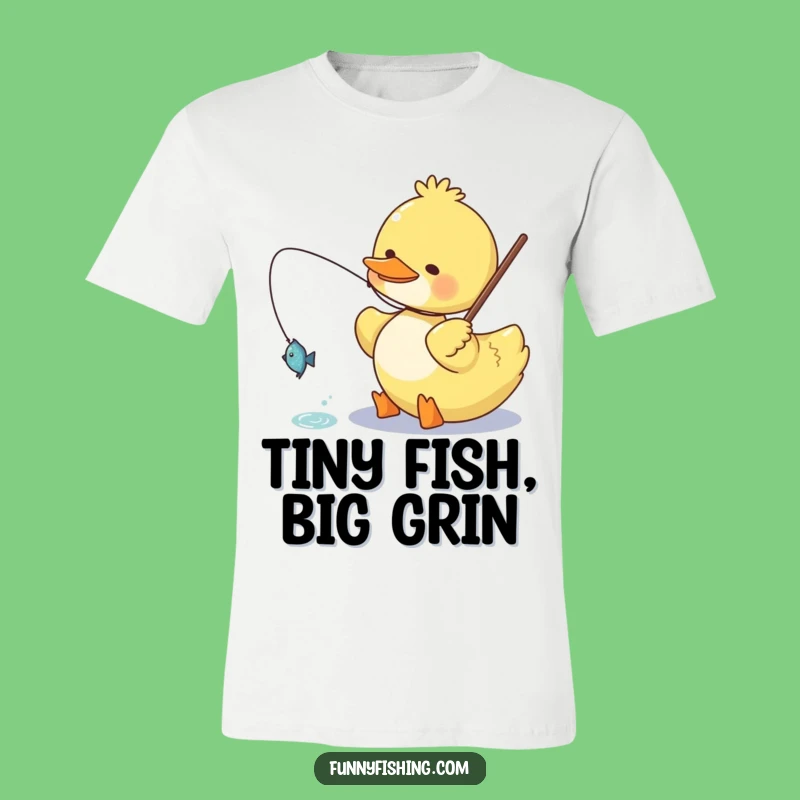 Funny Duck T-Shirt: Happy Angler Reels in a Shiny Fish!